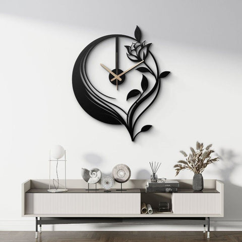 Black Large Metal Wall Clock