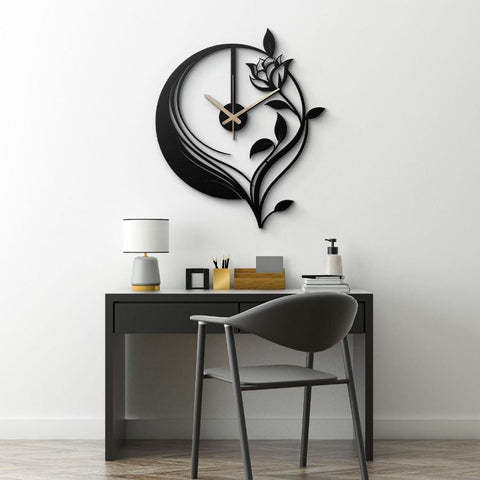 Black Large Metal Wall Clock