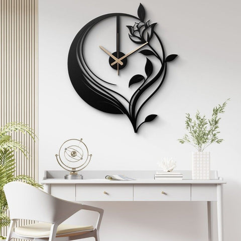 Black Large Metal Wall Clock
