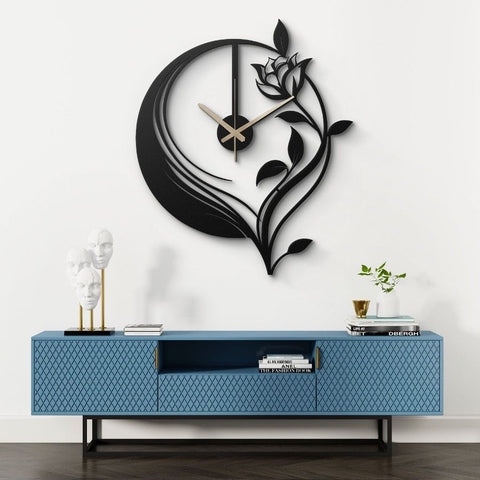 Black Large Metal Wall Clock