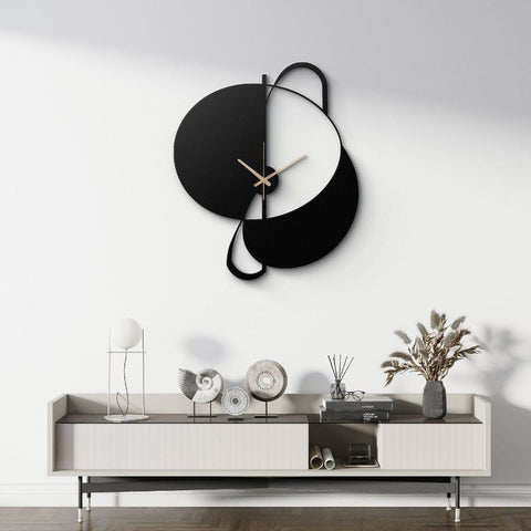 Black and White Geometric Metal Wall Clock