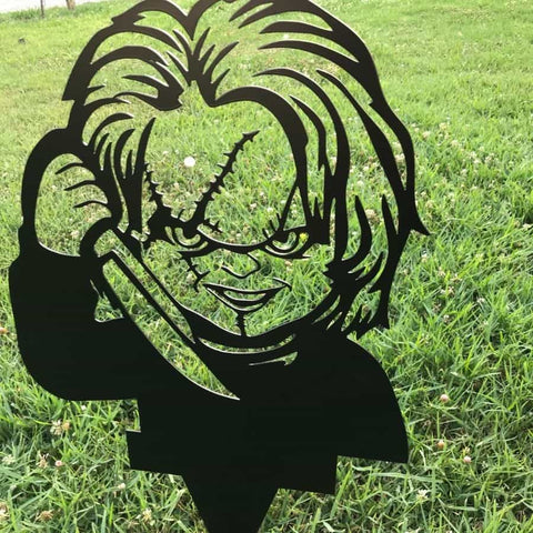 Scary Face Metal Yard Art, Halloween Decor