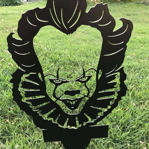 Scary Clown Metal Yard Art, Halloween Decor