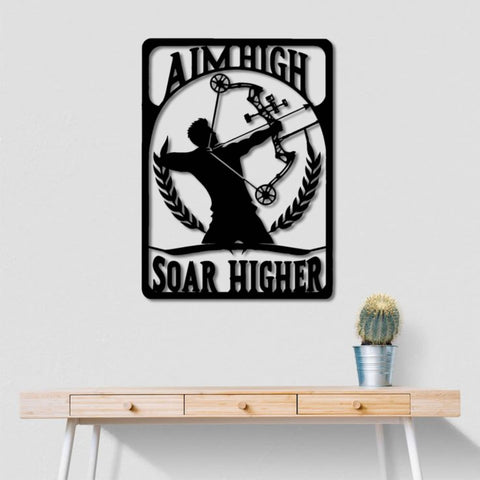 Aim High Soar Higher Archery Metal Wall Art
