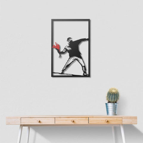 Banksy Flower Thrower Metal Wall Art