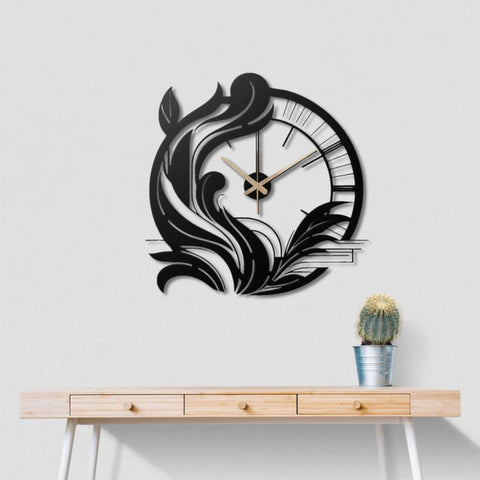 Art Nouveau Floral Metal Wall Clock