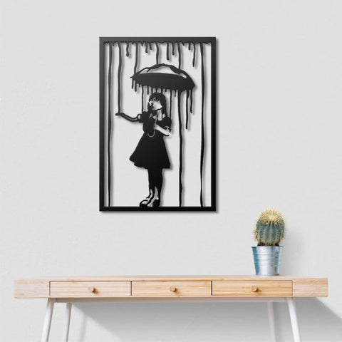 Banksy Umbrella Girl Metal Wall Art