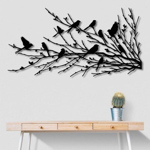 Black Birds in Nature Metal Wall Art