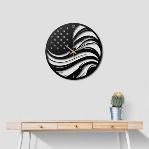American Flag Metal Wall Clock