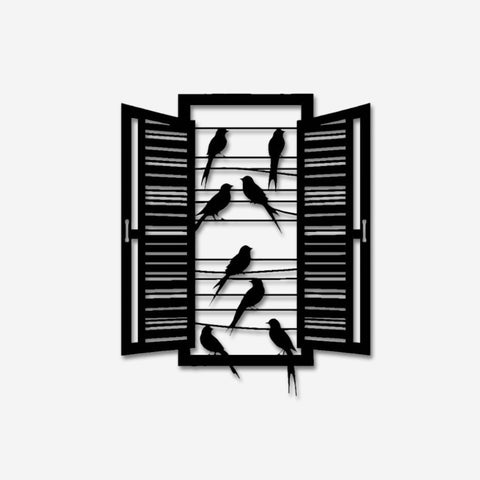 Birds in the Window Metal Wall Art