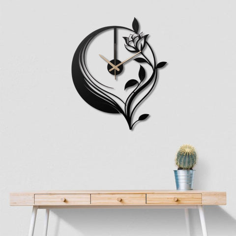 Black Large Metal Wall Clock