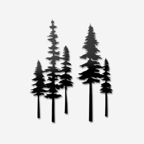Set of 2 Pine Trees Metal Wall Art