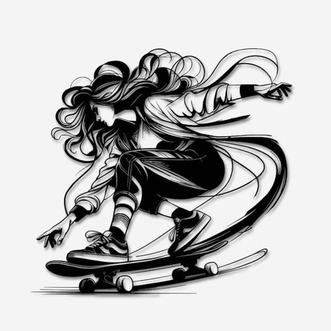 Skater Girl Metal Wall Art