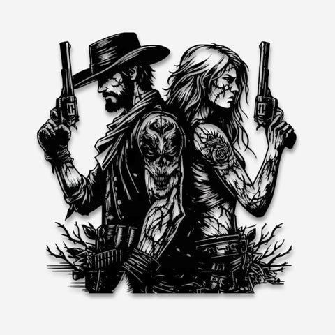 Western Cowboy and Cowgirl Metal Wall Art Decor