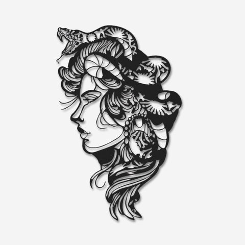 Woman Snake Head Metal Wall Art Decor