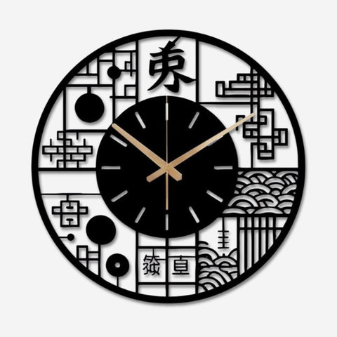 Japanese Kanji Noiseless Metal Wall Clock