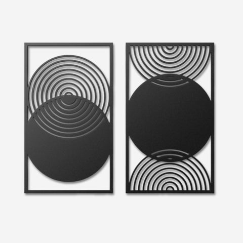 Abstract Mid Century Modern Metal Wall Art Set of 2