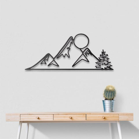 Mountain and Sun Metal Wall Art