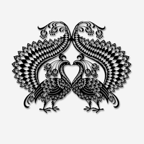 Double Peacock Metal Wall Art Decor