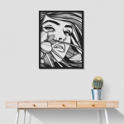 Beautiful Woman Face Metal Wall Art Decor