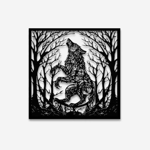 Wolf & Tree Metal Wall Art