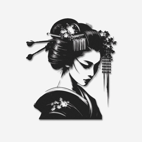Japanese Geisha Woman Metal Wall Art