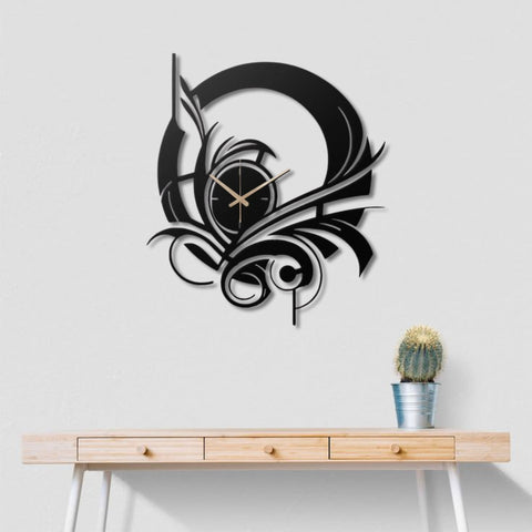 Abstract Black Metal Wall Clock