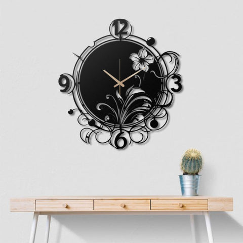 Oversized Floral Swirl Metal Wall Clock