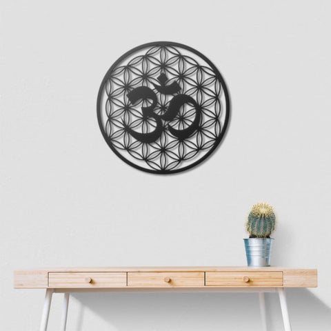 Om Life Of Flower Metal Wall Art Decor