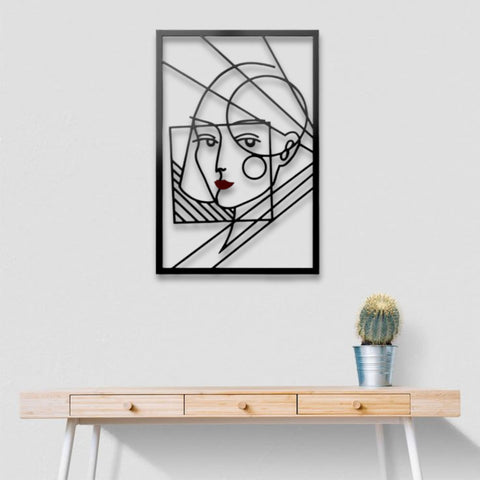 Minimalist Woman Face Metal Line Wall Art