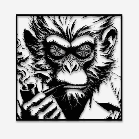 Monkey With Pipe Metal Wall Art