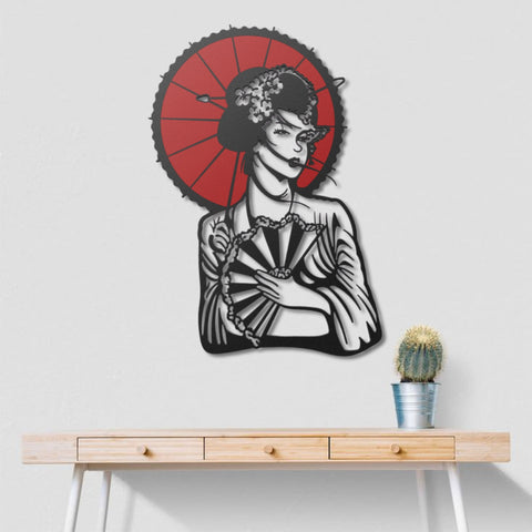 Japanese Geisha Metal Wall Art
