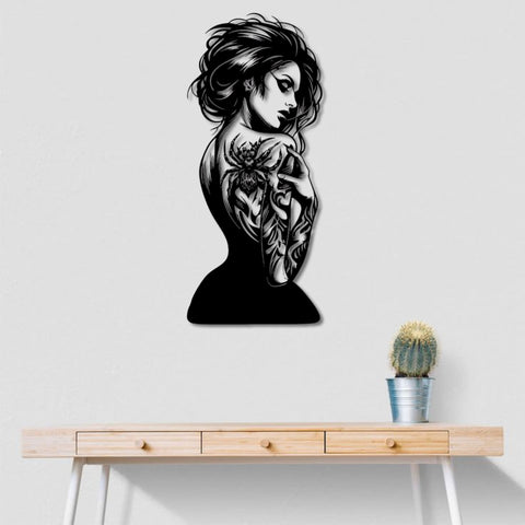 Charming Gothic Woman Metal Wall Art