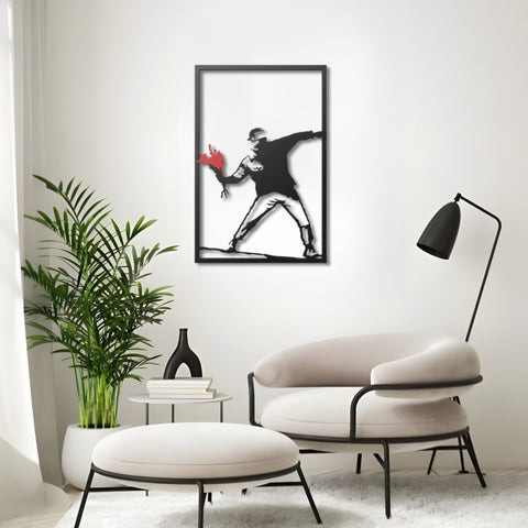 Banksy Flower Thrower Metal Wall Art