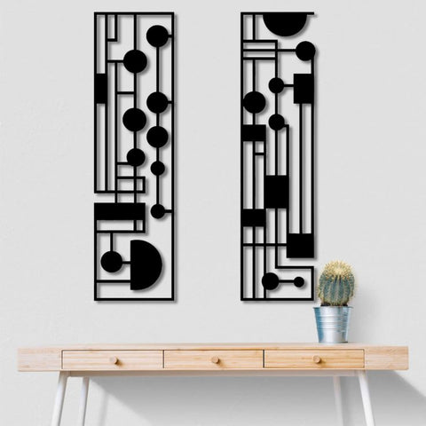 Lunar Mid Century Modern Metal Wall Art Set Of 2