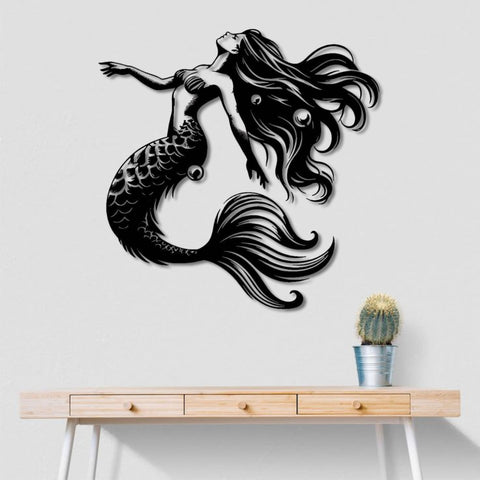 Elegant Mermaid Embrace Metal Wall Art