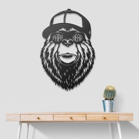 Papa Bear Metal Wall Art Decor