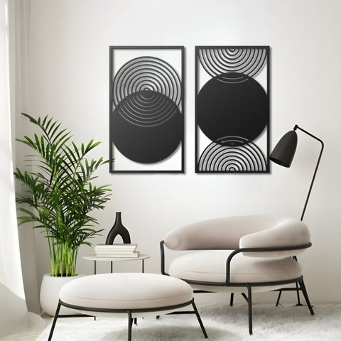 Abstract Mid Century Modern Metal Wall Art Set of 2