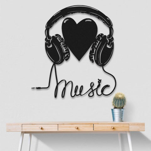 Headphone Heart Metal Wall Art