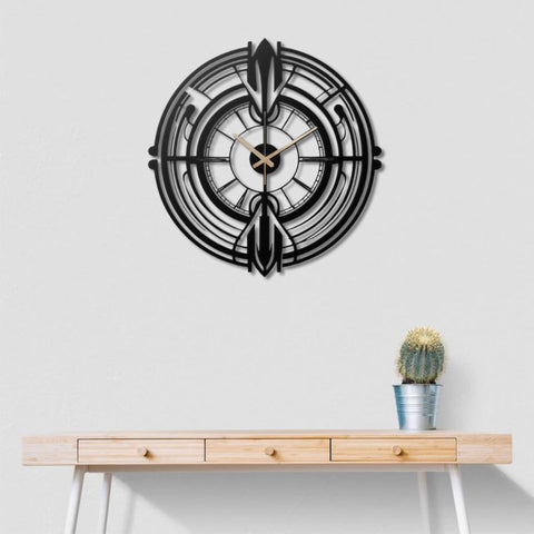 Geometric Black Metal Wall Clock