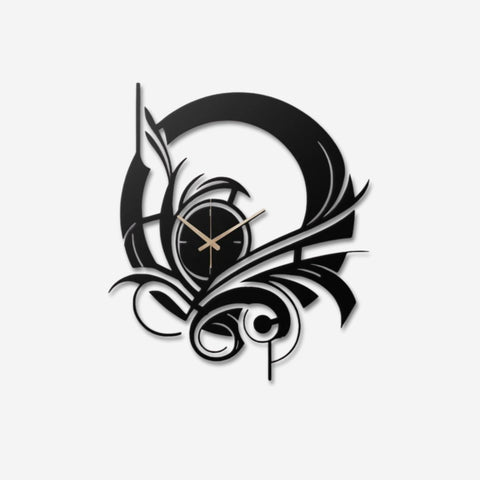 Abstract Black Metal Wall Clock