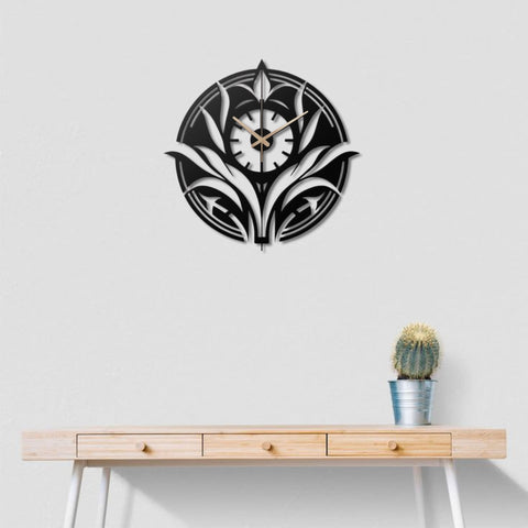 Floral Modern Metal Wall Clock