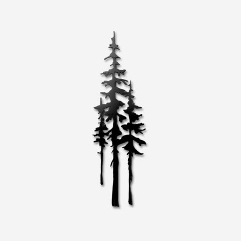 A Family of Evergreen Trees Metal Wall Art