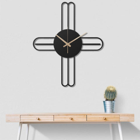 Modern Kitchen Black Metal Wall Clock Decor