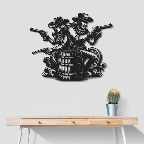 Cowboys Back To Back Metal Wall Art
