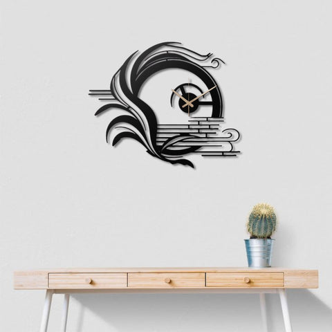Modern Abstract Black Metal Wall Clock