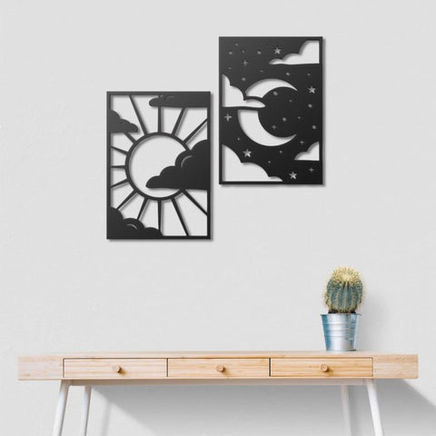 Sun and Moon Metal Wall Art Decor