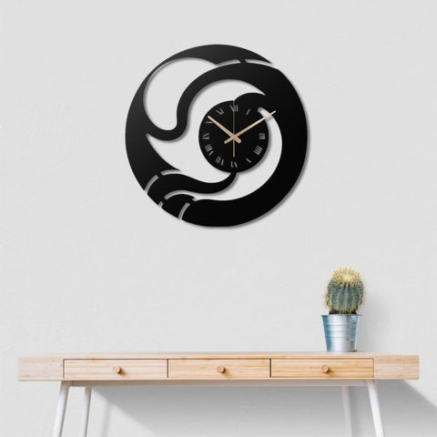 Swirl Design with Roman Numerals Metal Wall Clock