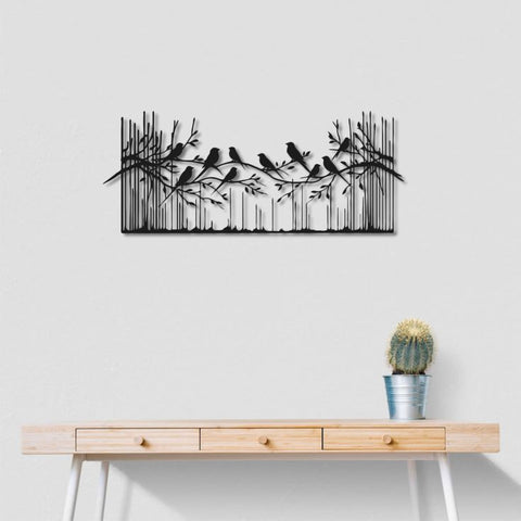 Birds on Tree Branches in Nature Metal Wall Art
