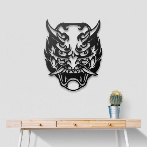 Hannya Japanese Mask Metal Wall Art Decor